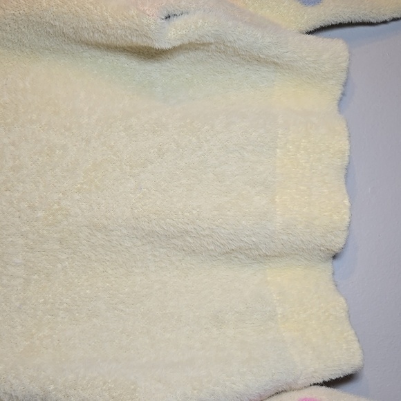 Lush Cropped Viscose Fuzzy Button Front Colorful Daisy Cardigan NWOT - Picture 9 of 11